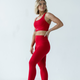 Red high-waisted super soft leggings for yoga and pilates, squat-proof fit